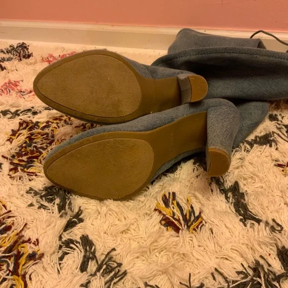 Blue Jean over the knee heeled boots - Picture 2 of 2